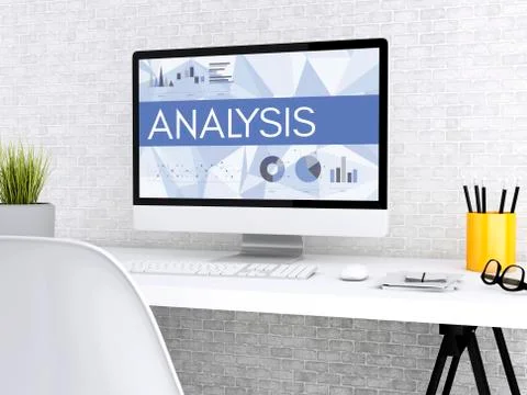 3d Computer with word ANALYSIS. Stock Illustration