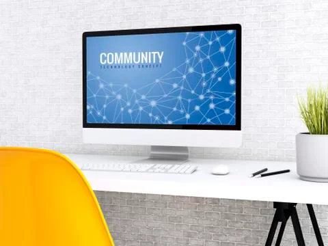 3d Computer with word COMMUNITY. Illustrazione stock