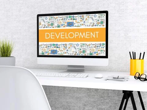 3d Computer with word DEVELOPMENT. Illustrazione stock