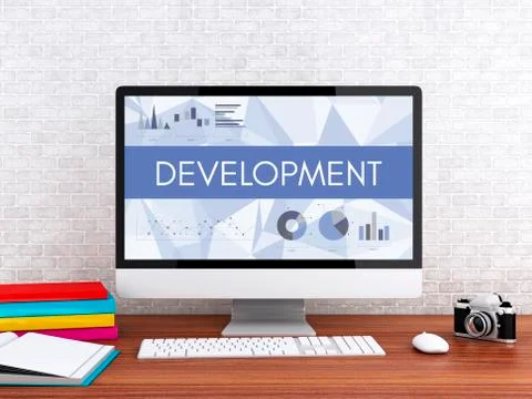 3d Computer with word DEVELOPMENT. Illustrazione stock