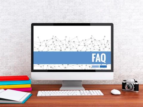 3d Computer with word FAQ. Stock Illustration