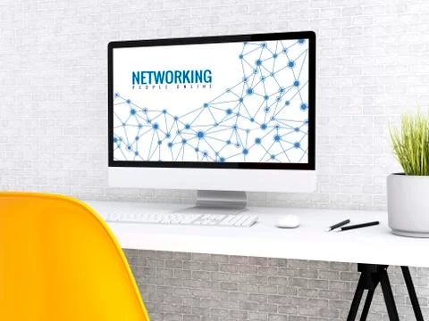 3d Computer with word NETWORKING. Stock Photos