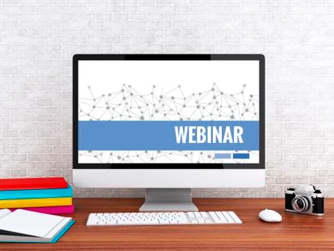 3d Computer with word WEBINAR. Stock Illustration