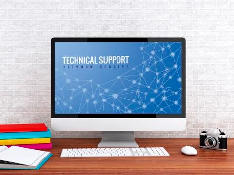 3d Computer with words TECHNICAL SUPPORT. 스톡 일러스트