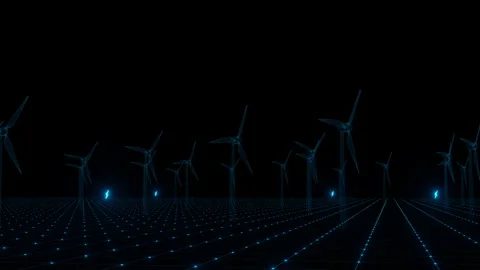 3D Concept animation of Earth with solar panels plants and wind power plant Stock Footage 141547119