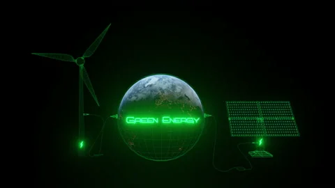3D Concept animation of Earth with solar panels plants and wind power plant Stock Footage 141548827