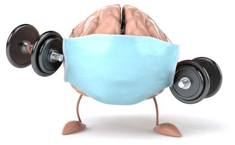 3D concept of a brain with a mask Stock Illustration