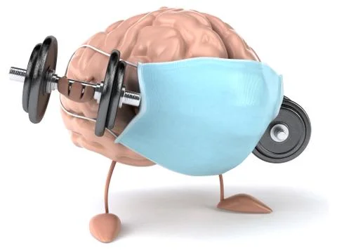3D concept of a brain with a mask Stock Illustration