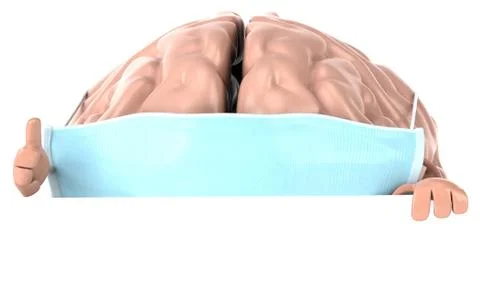 3D concept of a brain with a mask Stock Illustration