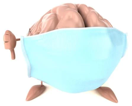 3D concept of a brain with a mask Stock Illustration