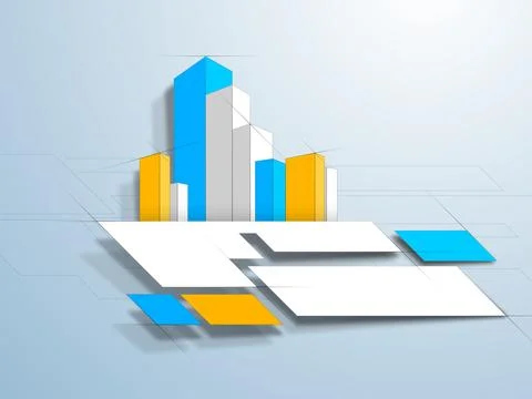 3D concept of building construction,  architecture modern city designing co.. Ilustración de archivo