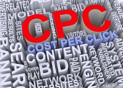 3d concept of cpc - cost per click Illustrazione stock