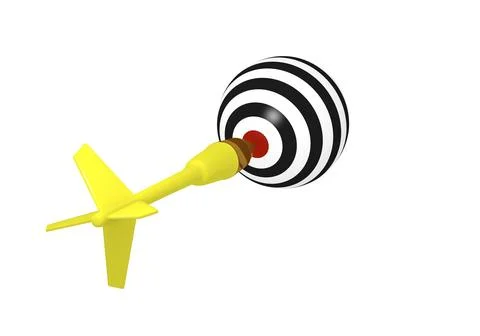 3d concept of dart hitting taget ball Stock Illustration