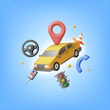 3D Concept of Driving School Isolated Stock Illustration