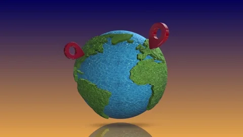 3d concept of earth globe rotating with moving location icons Stock Footage 149062252