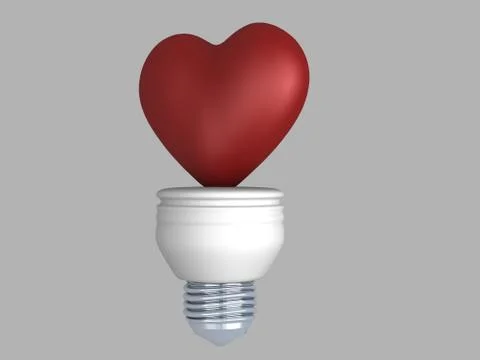 3d concept heart bulb Stock Illustration