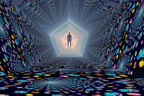 3D concept of how mankind will use portals to travel through time and space. Stock Illustration