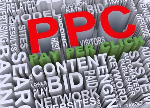 3d concept of ppc - pay per click Stock Illustration