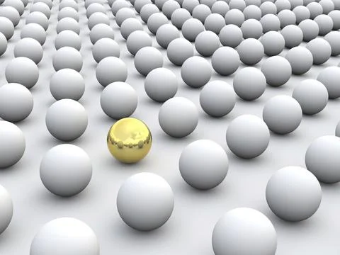 3D concept rendering to represent individuality and uniqueness, one that stands Stock Illustration