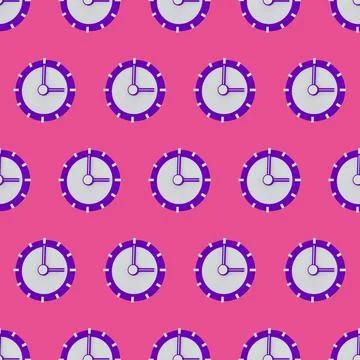 3d concept of time seamless pattern. Analog clock on pastel blue background,  스톡 일러스트