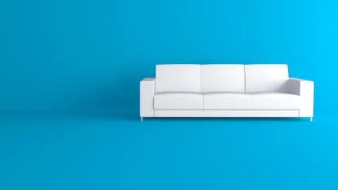 3d concept, white sofa in the blue interior Stock Illustration