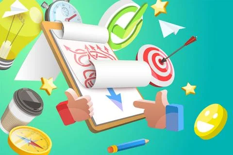 3D Conceptual Illustration of Finding a Simple Solution, Solving a Hard Pr... Stock Photos