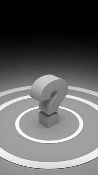 3D conceptual render of question mark on white concentric glowing circles イラスト素材
