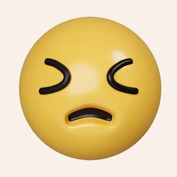 3d concerned about colored emoji sticker icon. Element of emoji. icon isolated Stock Illustration