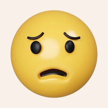 3d concerned about colored emoji sticker icon. Element of emoji. icon isolated Stock Illustration