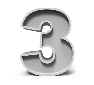 3d concrete number 3 库存插图