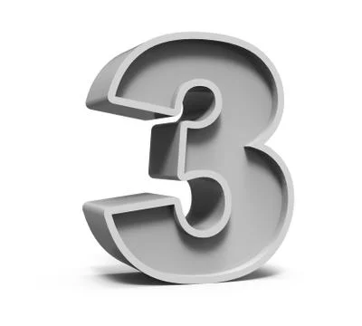 3d concrete number 3 스톡 일러스트