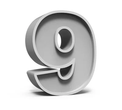 3d concrete number 9 库存插图