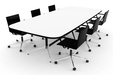 3d conference table, on white Stock Illustration
