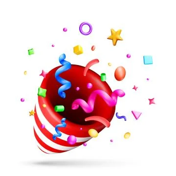3D Confetti cracker exploding Illustrazione stock