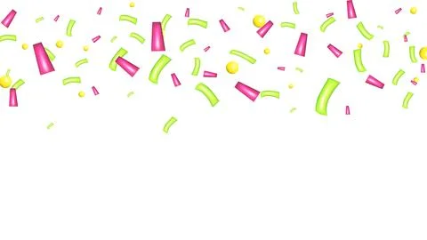 3d Confetti Firecracker Ribbon Paper Element Set. Stock Illustration