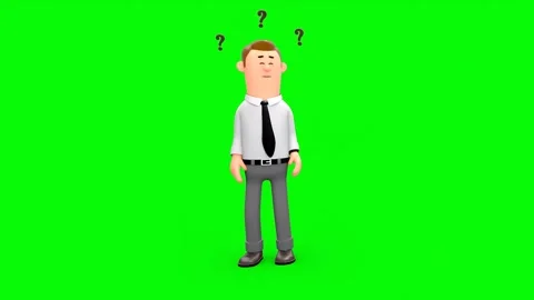 3D Confused Businessman Getting Question Marks Over Head 库存影片 263446182