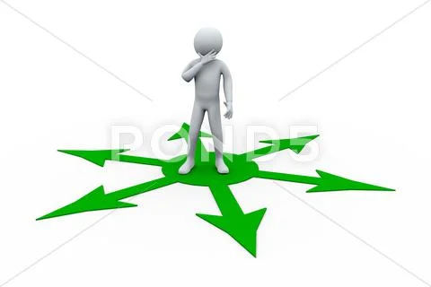 3d confused man about choice. Stock Illustration