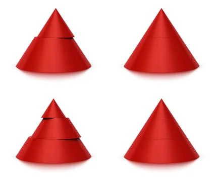 3d conical shape sliced, 2 or 3 levels 스톡 일러스트