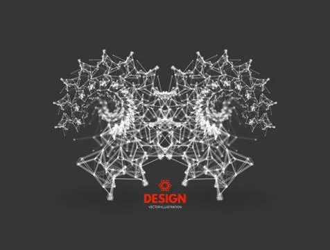 3d connection structure. Futuristic technology style. Low-poly element. Stock Illustration