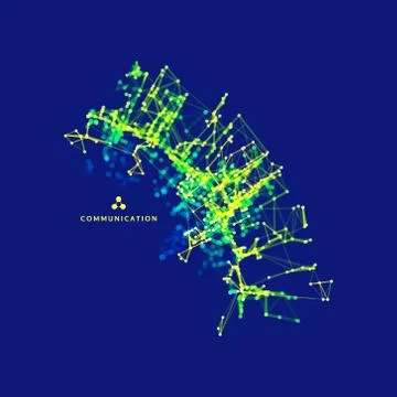 3d connection structure. Virtual abstract background with particles. イラスト素材
