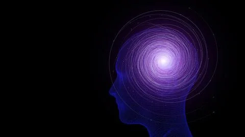 3d consciousness, mind, brain background. Abstract colored sphere in digital Stock Illustration