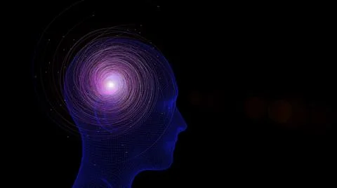 3d consciousness, mind, brain background. Abstract colored sphere in digital Stock Illustration