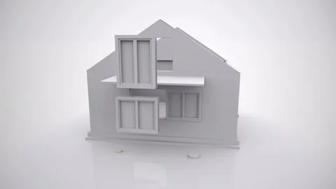 3D Construction House Door Open Stock Footage 252048290