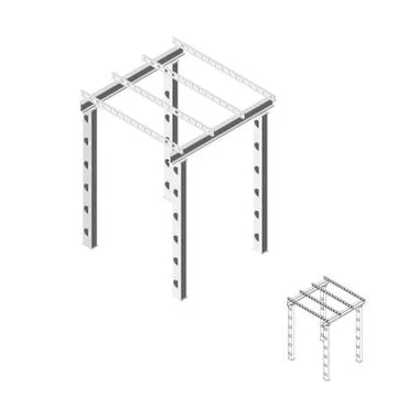 3d construction from metal beam. 3d isometric style.Vector illustration. 库存插图