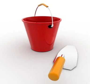 3d construction tool with bucket concept Stock Illustration