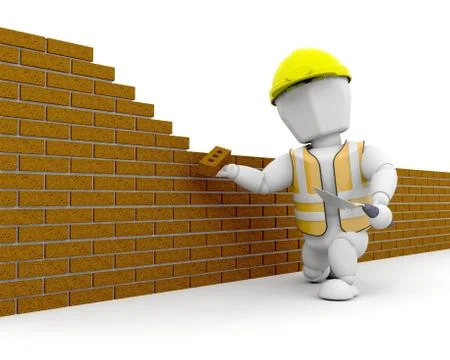 3D Construction worker Stock Illustration