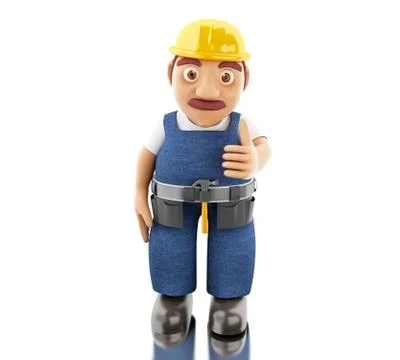 3d Construction worker with tools 스톡 일러스트