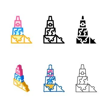 3d constructor and puzzle toy color forms icon vector Stock Illustration
