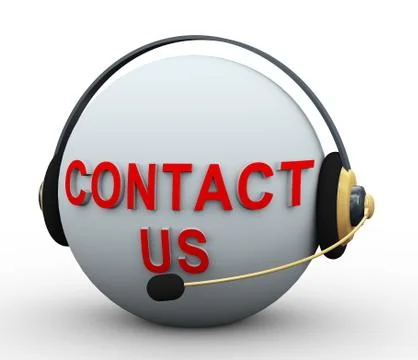 3d contact us sphere with headphone Stock Illustration