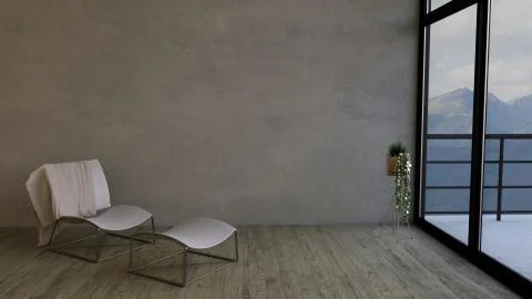 3D Contemporary Empty Room and Chair Stock Illustration